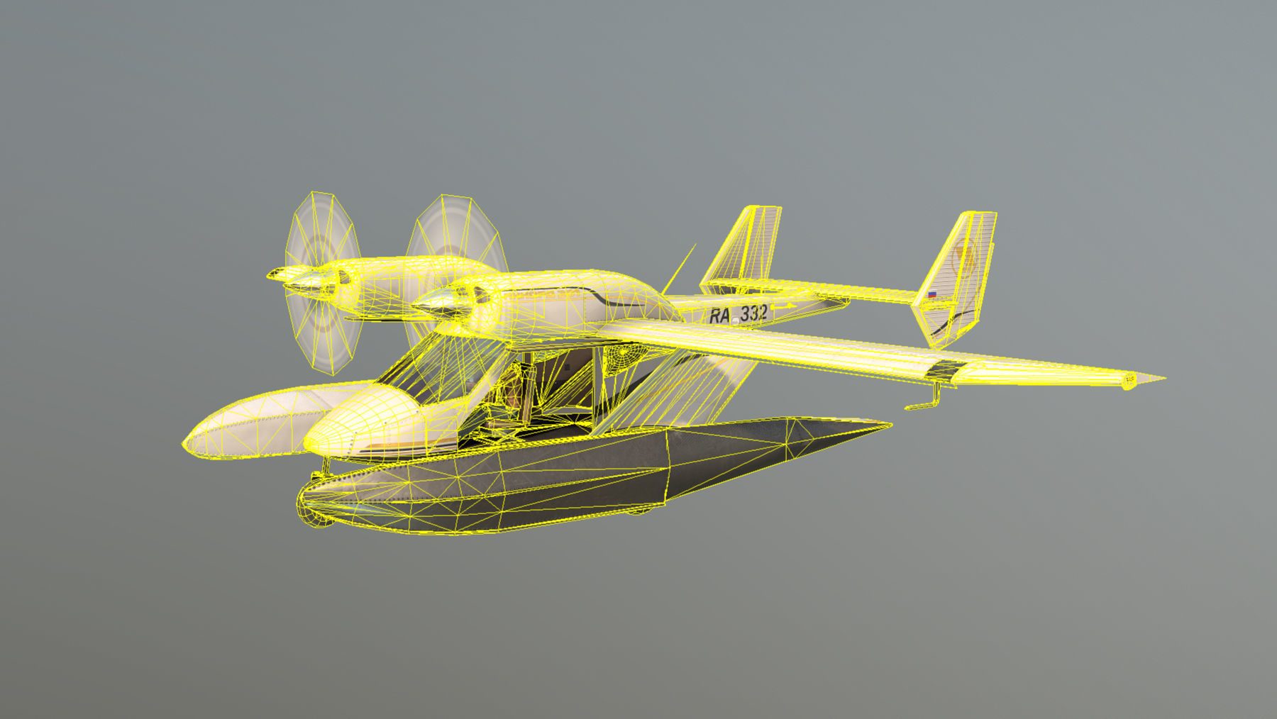 Accord-201 Floatsplane BlackGoldLines Livery Low-poly 3D model_28