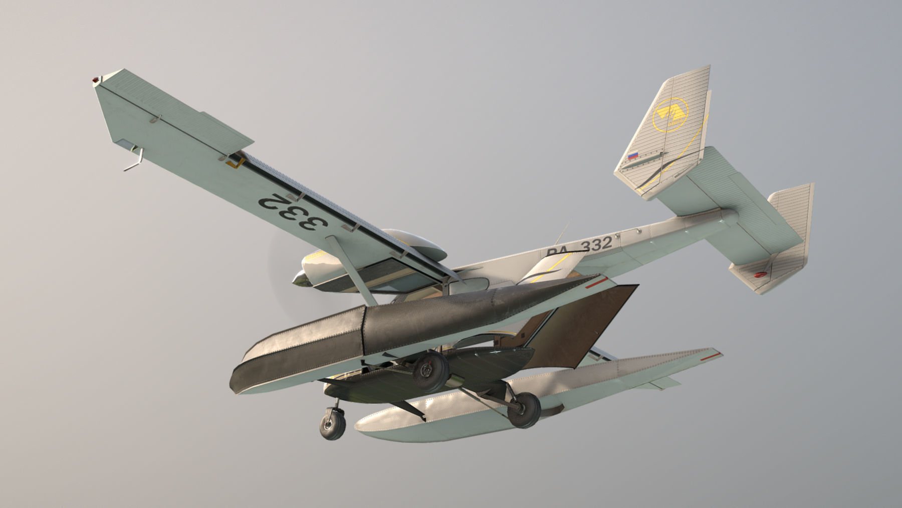 Accord-201 Floatsplane BlackGoldLines Livery Low-poly 3D model_9