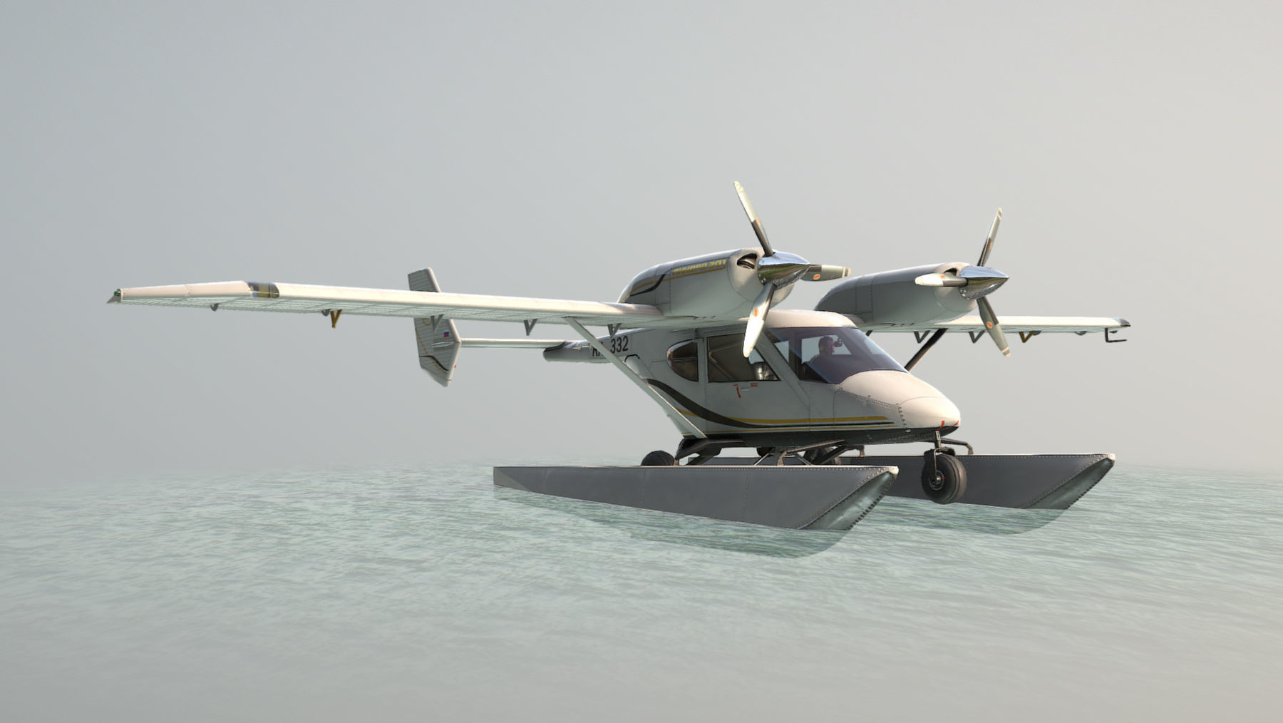 Accord-201 Floatsplane BlackGoldLines Livery Low-poly 3D model_7