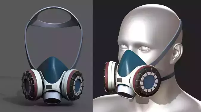 Gas mask respirator military combat 3d model low poly 