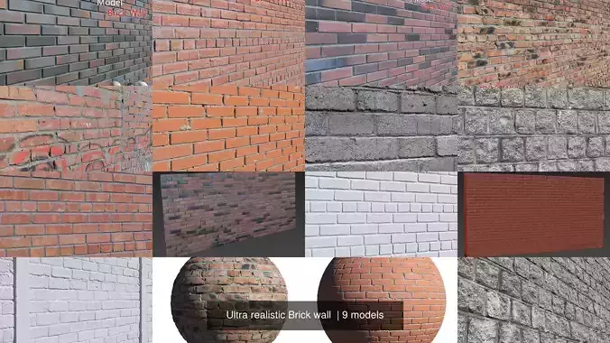 Ultra realistic Brick wall  3D Model Collection