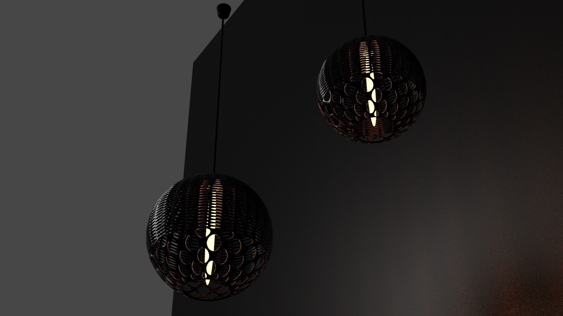 Pendant Lights with Metal Wood and Cooper Fitting 3D model_6