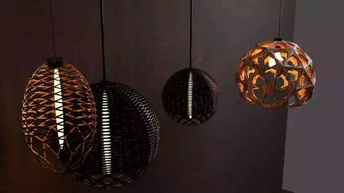 Pendant Lights with Metal Wood and Cooper Fitting