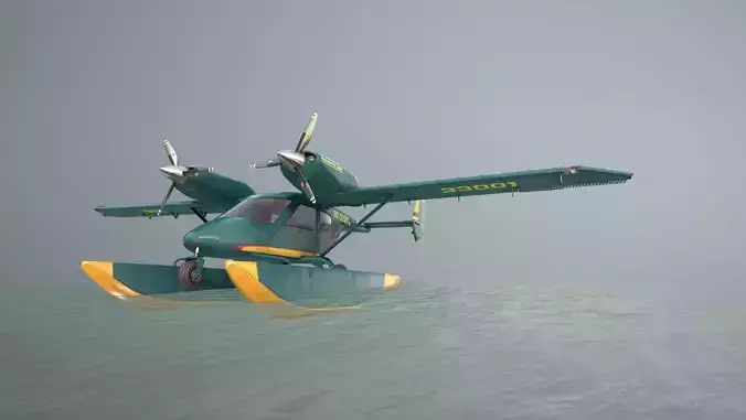 Accord-201 Floatsplane GreenYellow Livery Low-poly 3D model