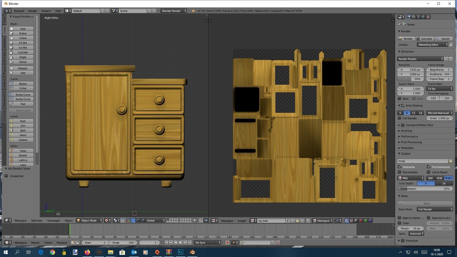 closet wooden cabinet Low-poly 3D model_1