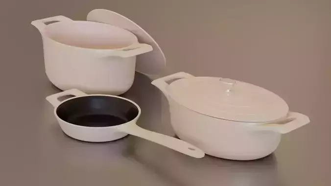 cream cast iron pan set