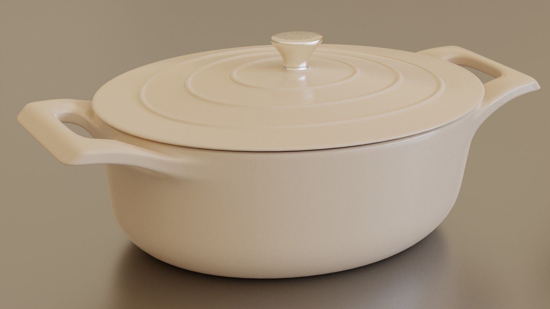 cream cast iron pan set Low-poly 3D model_6