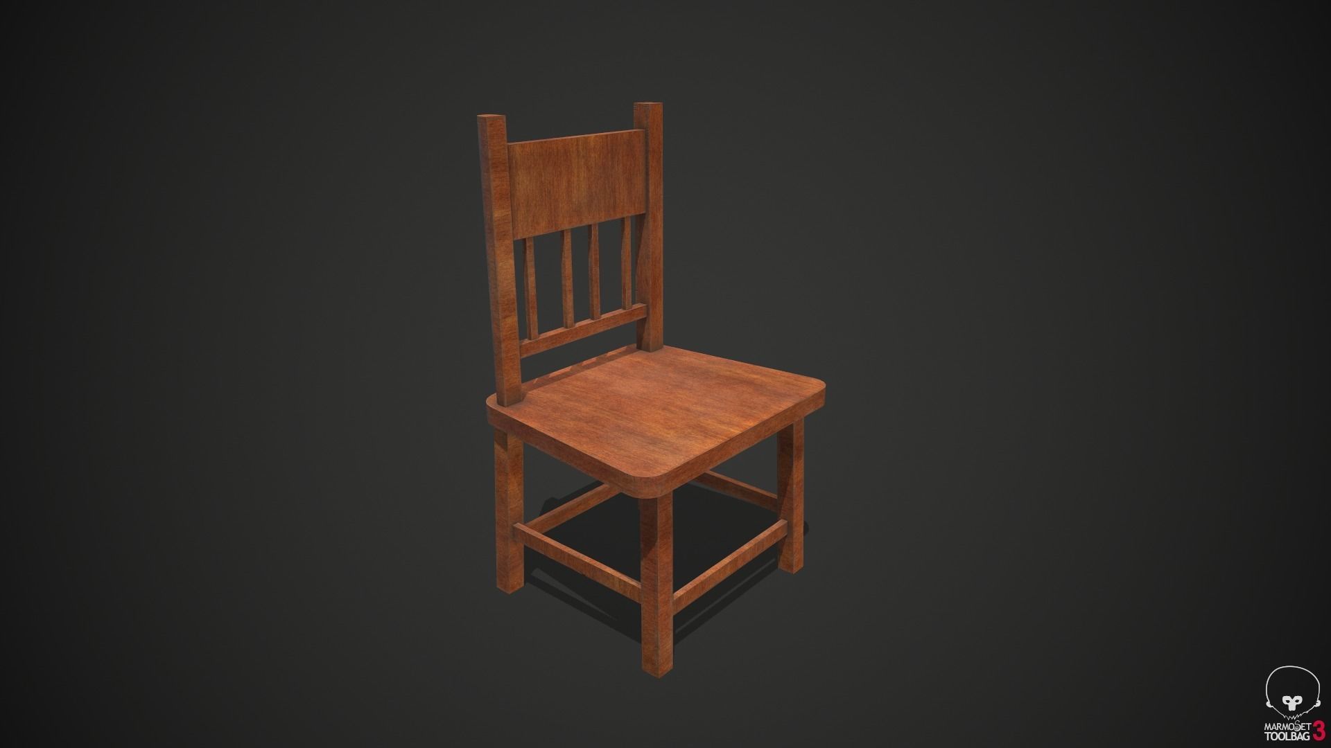 Wooden Table and Chairs Low-poly 3D model_7