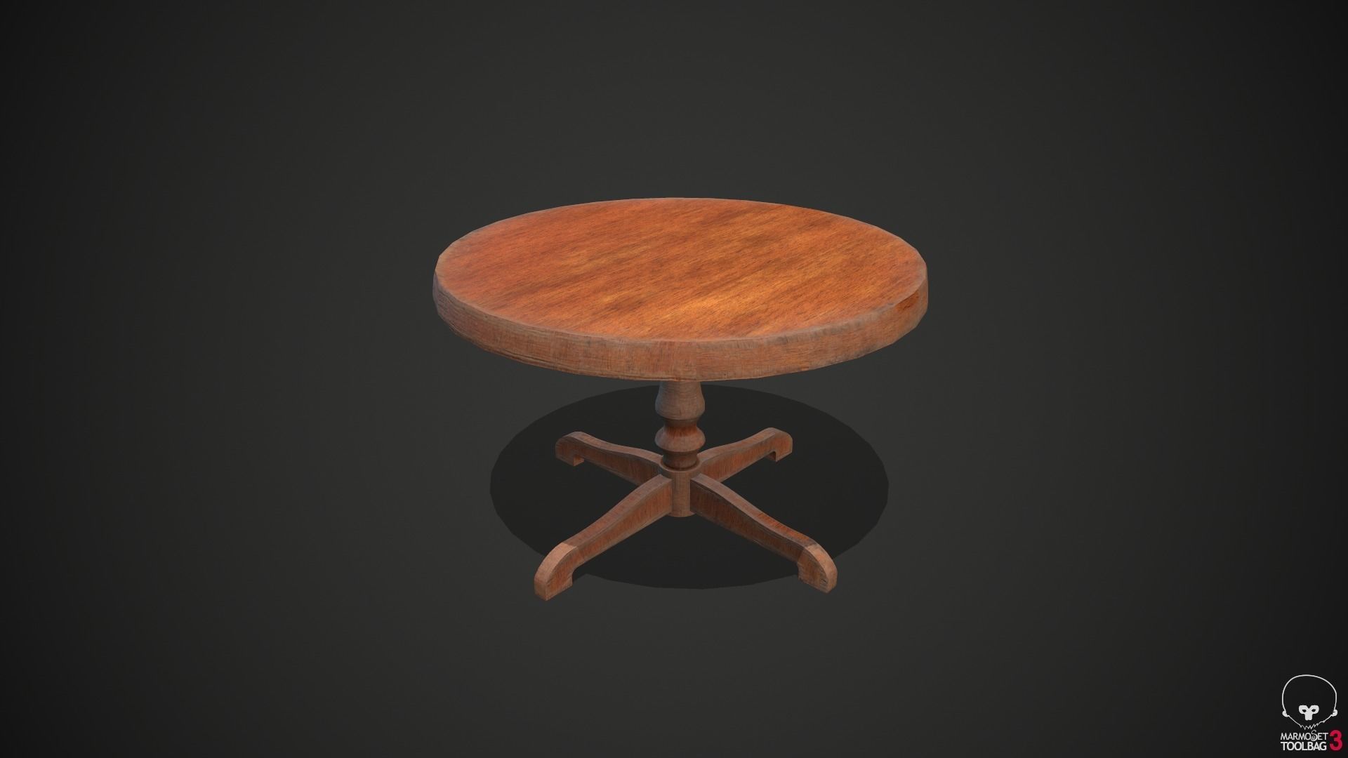 Wooden Table and Chairs Low-poly 3D model_6