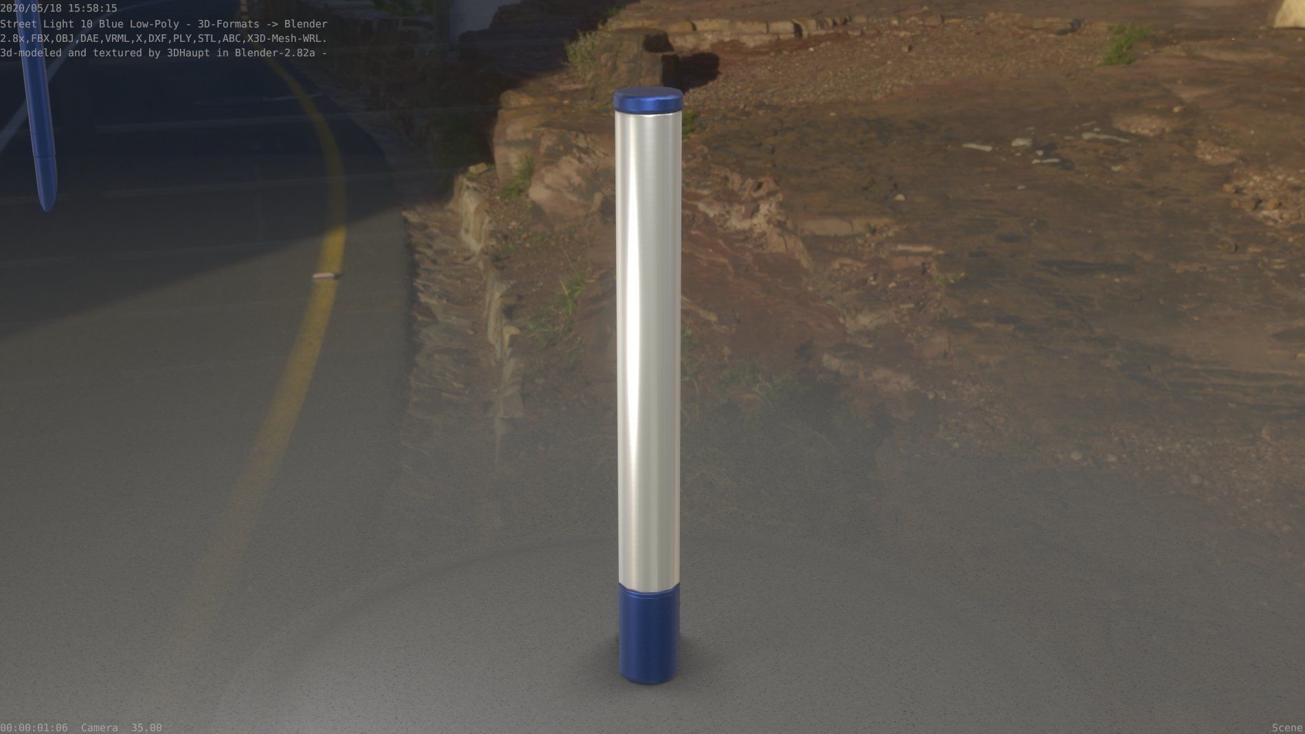 Street Light 10 Blue Low-Poly 180mm Low-poly 3D model_41