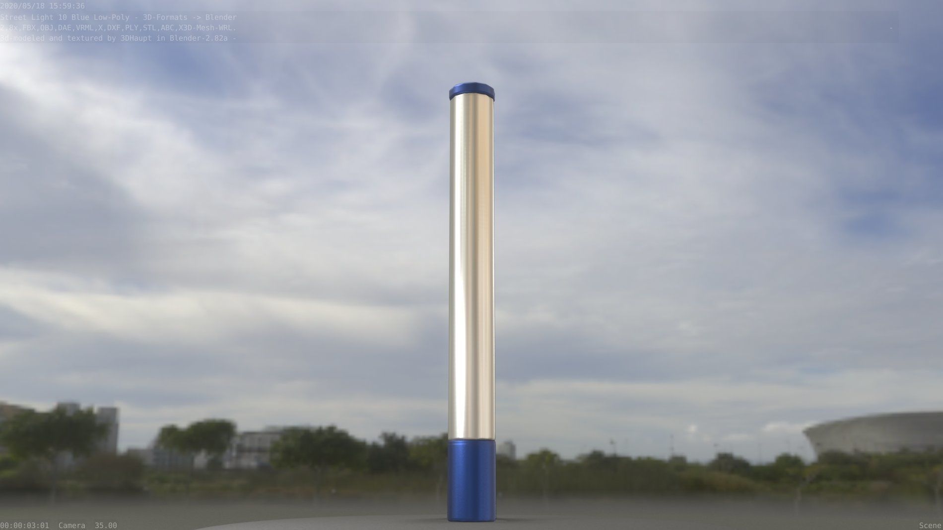 Street Light 10 Blue Low-Poly 180mm Low-poly 3D model_74