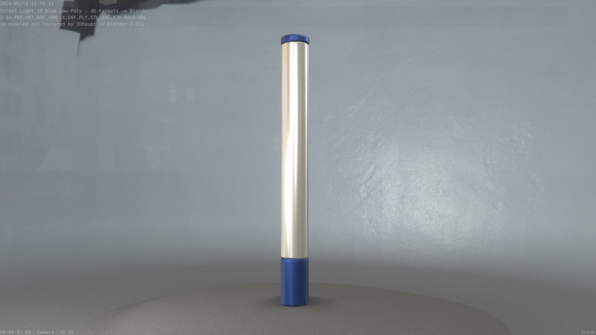 Street Light 10 Blue Low-Poly 180mm Low-poly 3D model_67