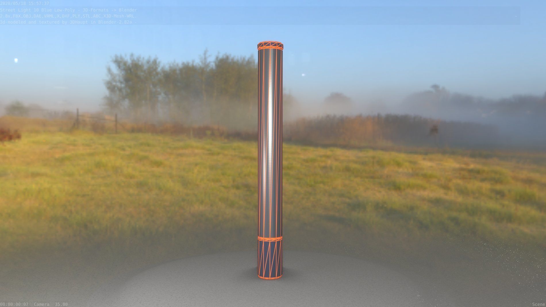 Street Light 10 Blue Low-Poly 180mm Low-poly 3D model_20