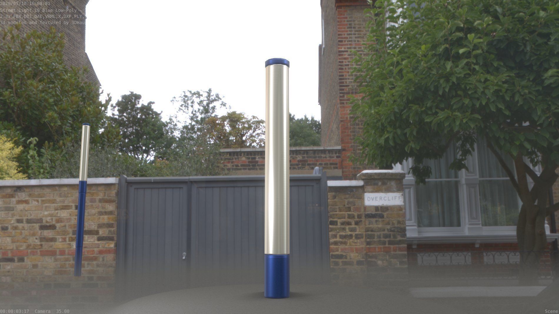 Street Light 10 Blue Low-Poly 180mm Low-poly 3D model_89