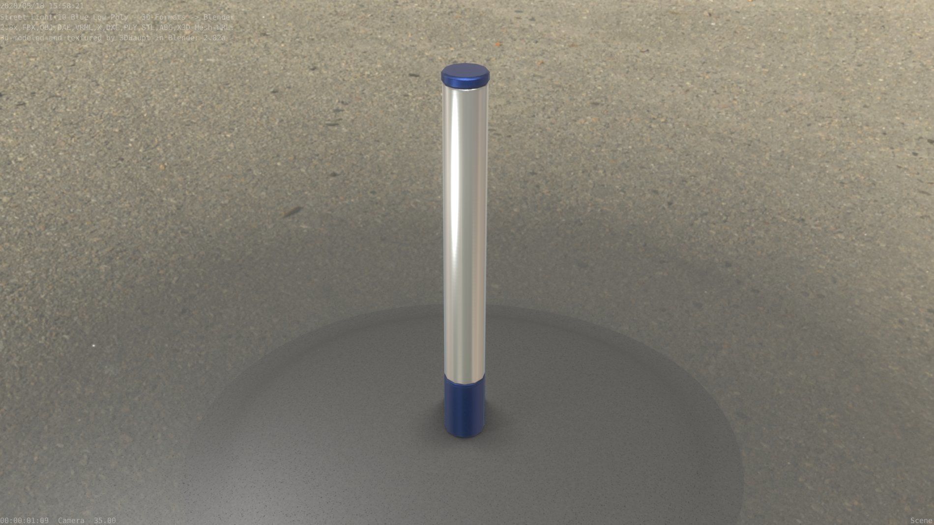 Street Light 10 Blue Low-Poly 180mm Low-poly 3D model_44