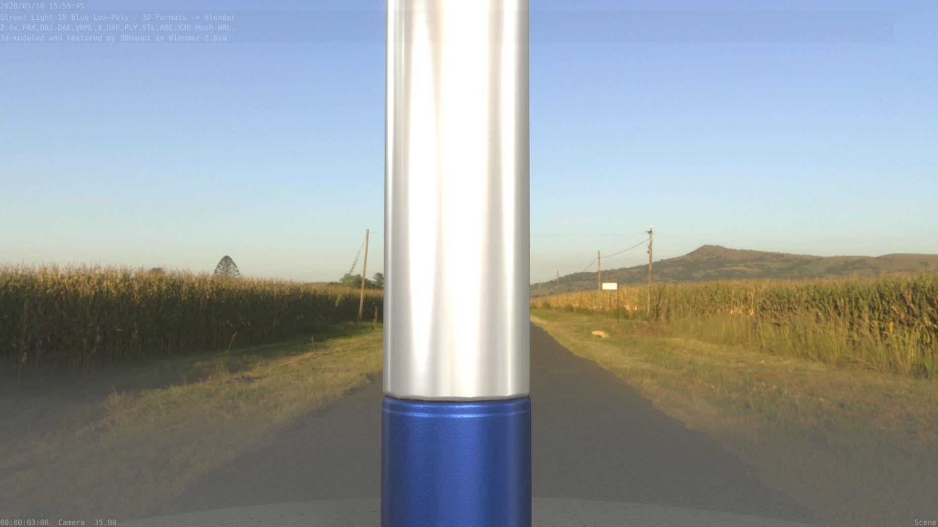 Street Light 10 Blue Low-Poly 180mm Low-poly 3D model_79