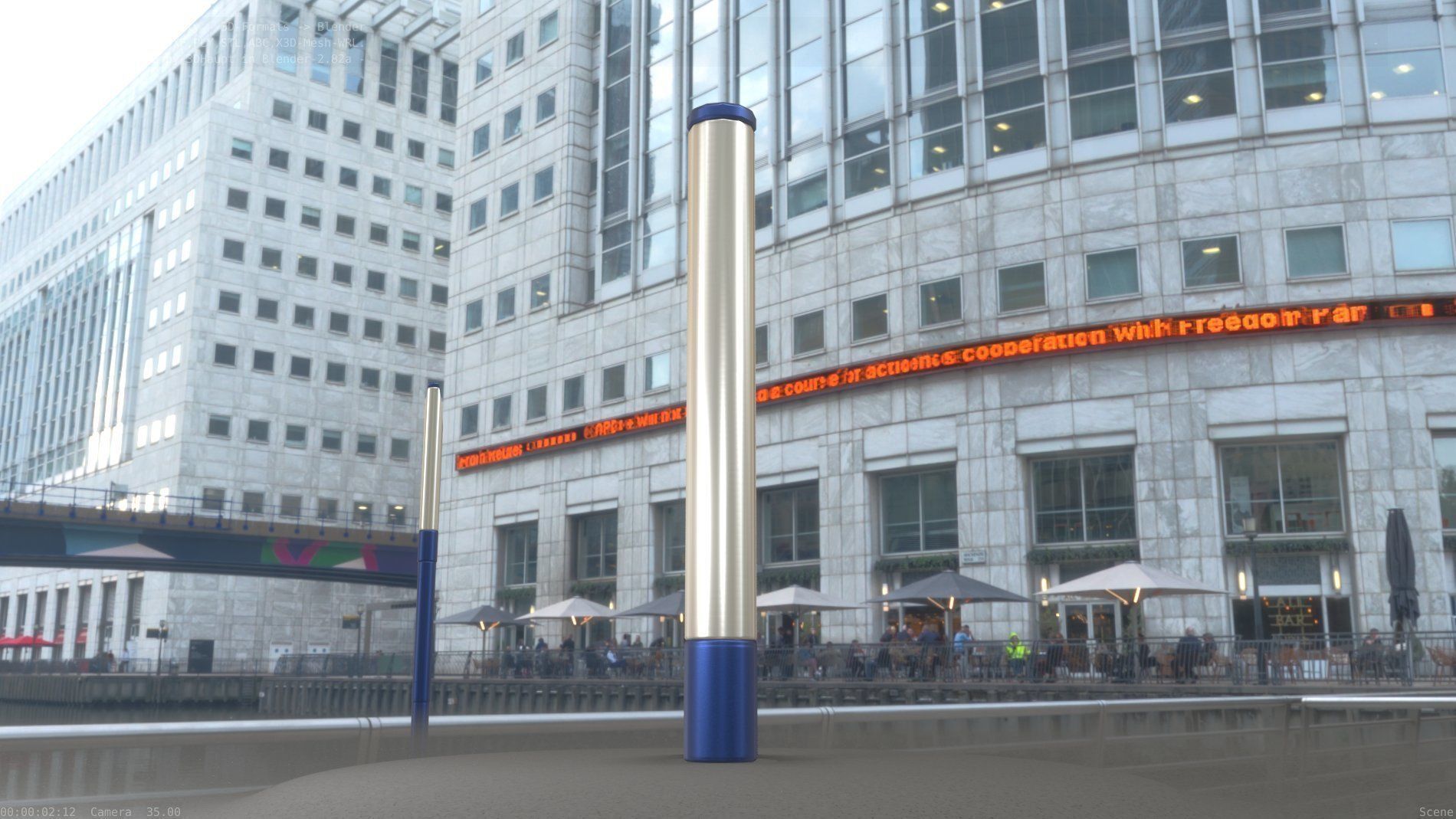 Street Light 10 Blue Low-Poly 180mm Low-poly 3D model_2