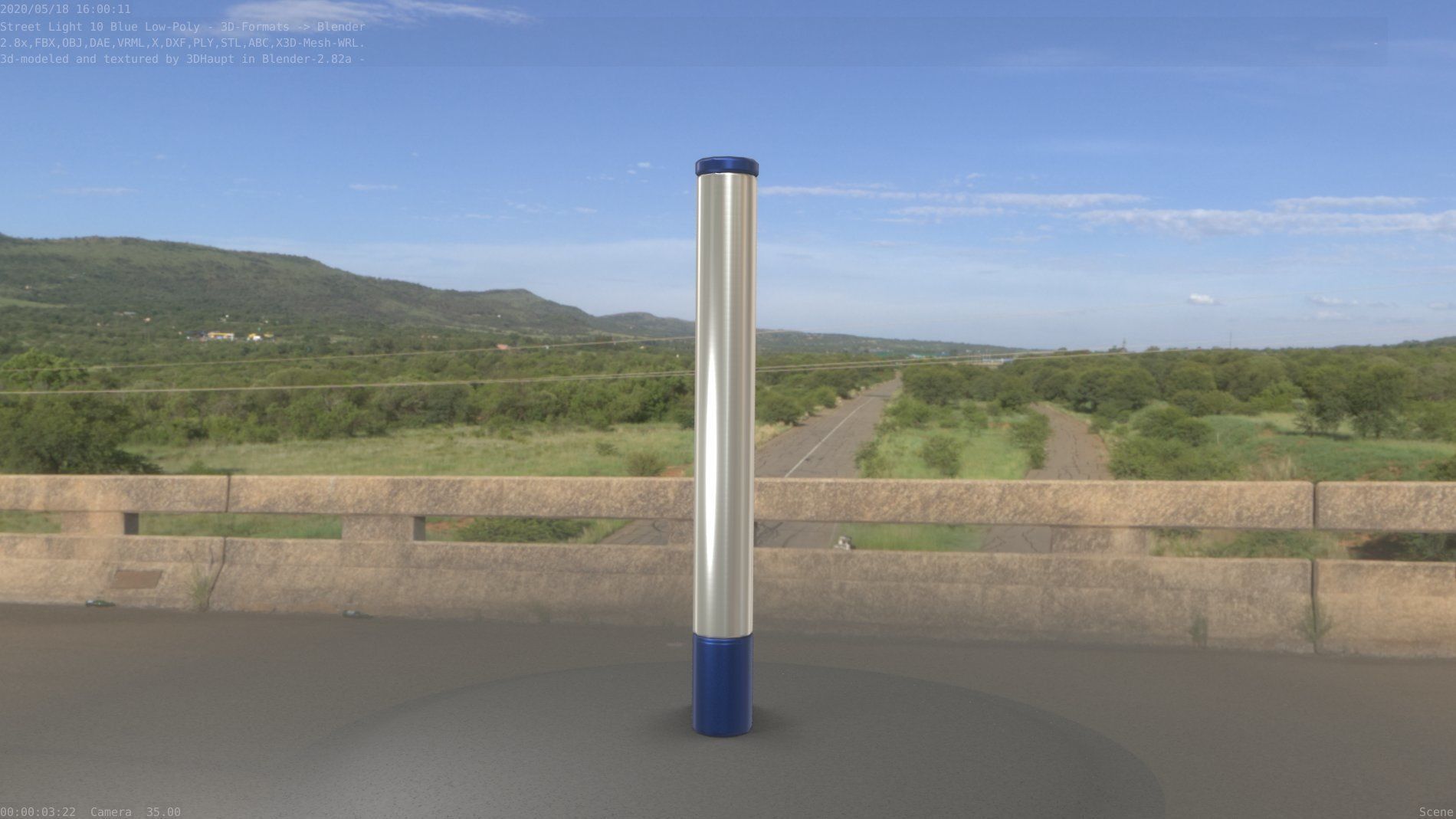 Street Light 10 Blue Low-Poly 180mm Low-poly 3D model_94