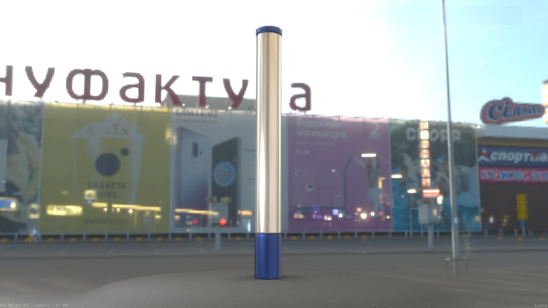 Street Light 10 Blue Low-Poly 180mm Low-poly 3D model_76