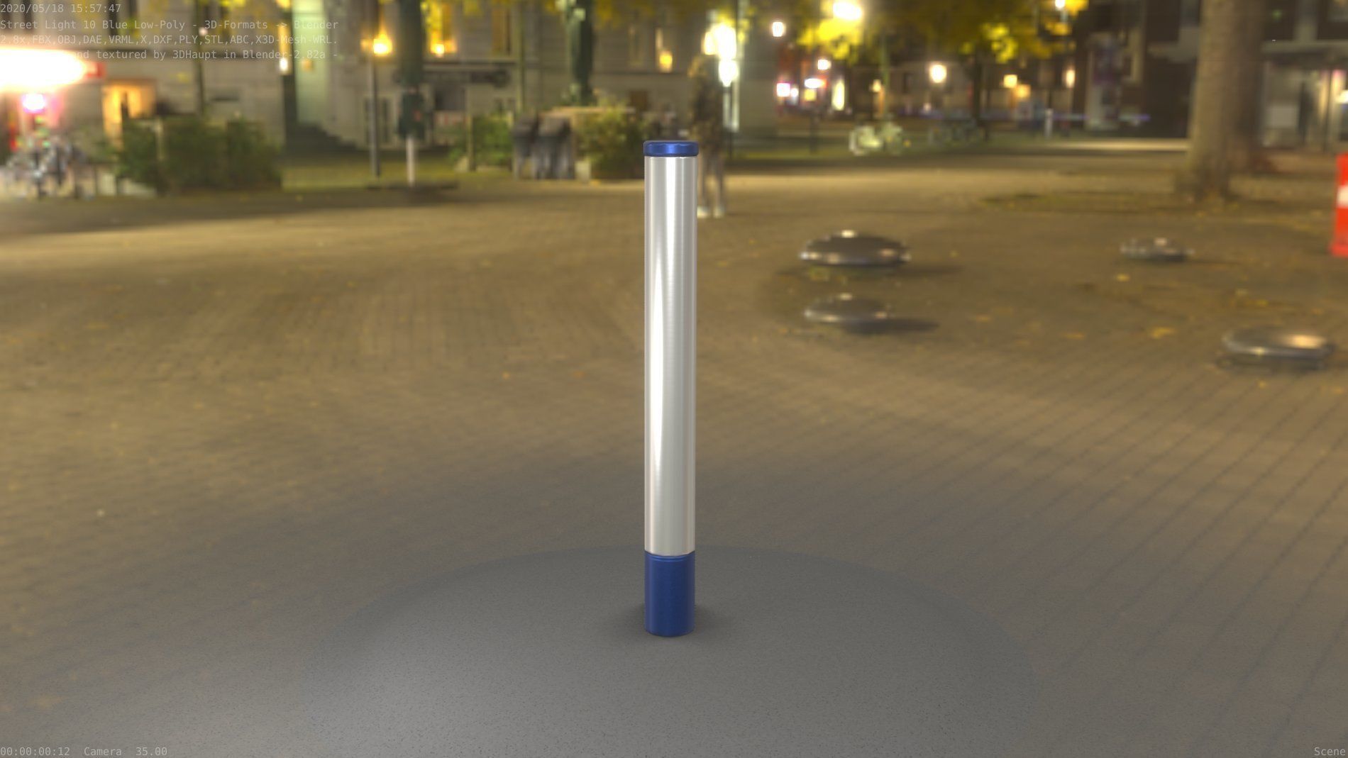 Street Light 10 Blue Low-Poly 180mm Low-poly 3D model_24