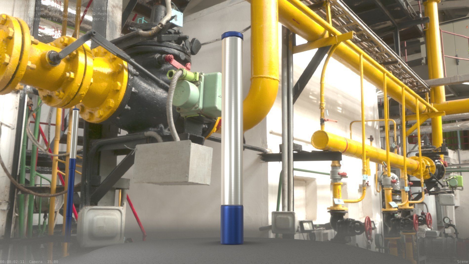 Street Light 10 Blue Low-Poly 180mm Low-poly 3D model_70