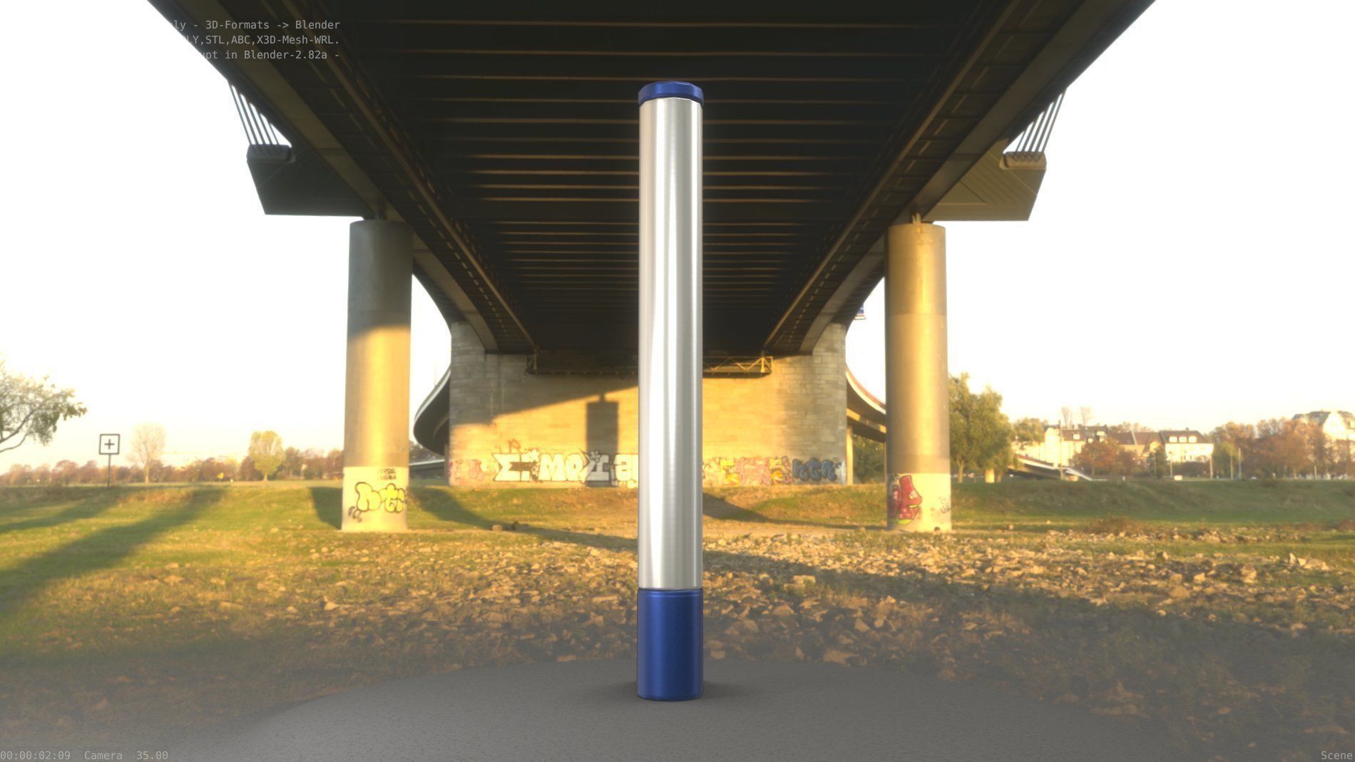 Street Light 10 Blue Low-Poly 180mm Low-poly 3D model_68
