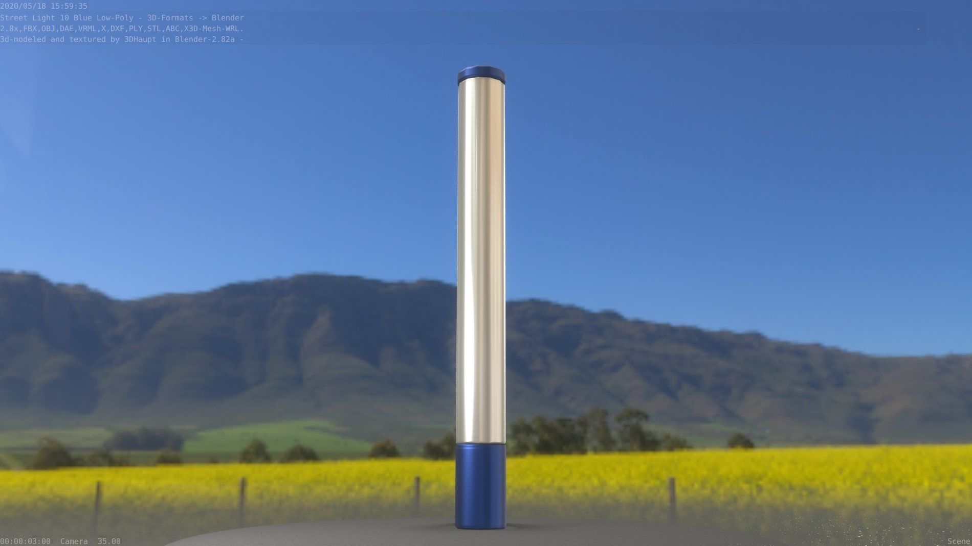 Street Light 10 Blue Low-Poly 180mm Low-poly 3D model_73