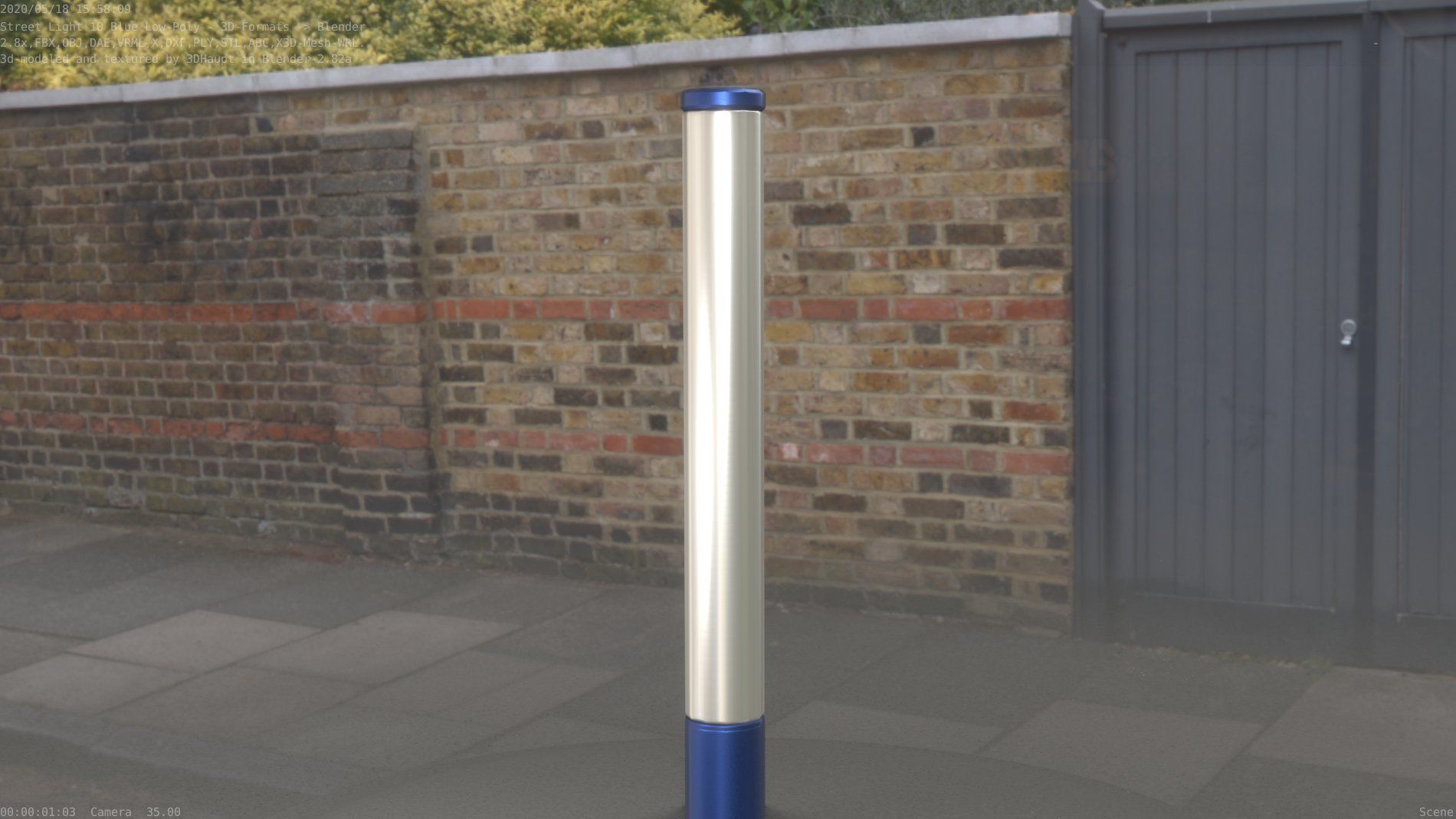 Street Light 10 Blue Low-Poly 180mm Low-poly 3D model_38
