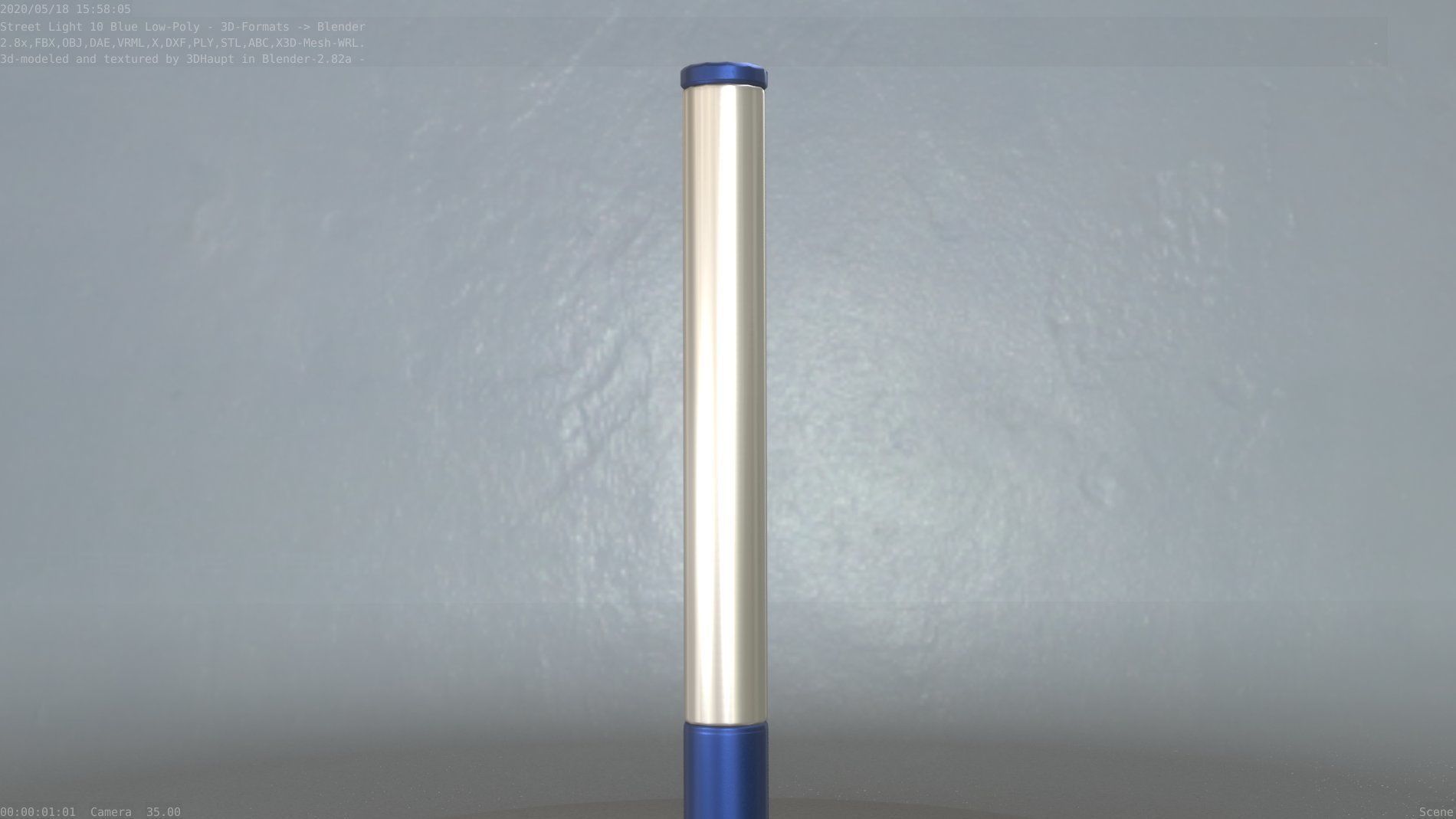 Street Light 10 Blue Low-Poly 180mm Low-poly 3D model_36