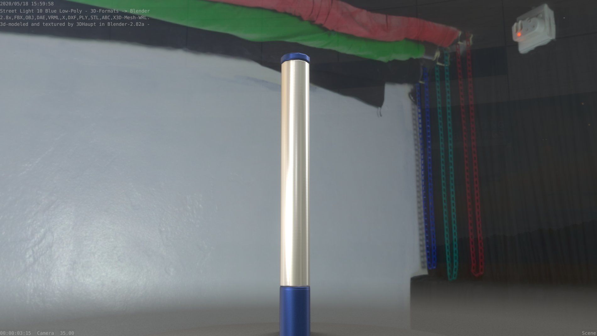 Street Light 10 Blue Low-Poly 180mm Low-poly 3D model_87