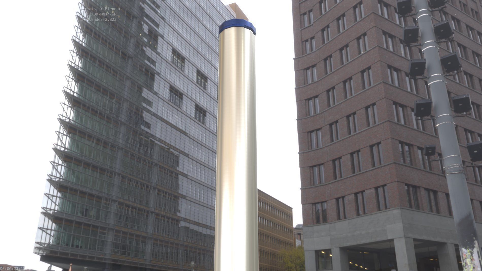 Street Light 10 Blue Low-Poly 180mm Low-poly 3D model_83