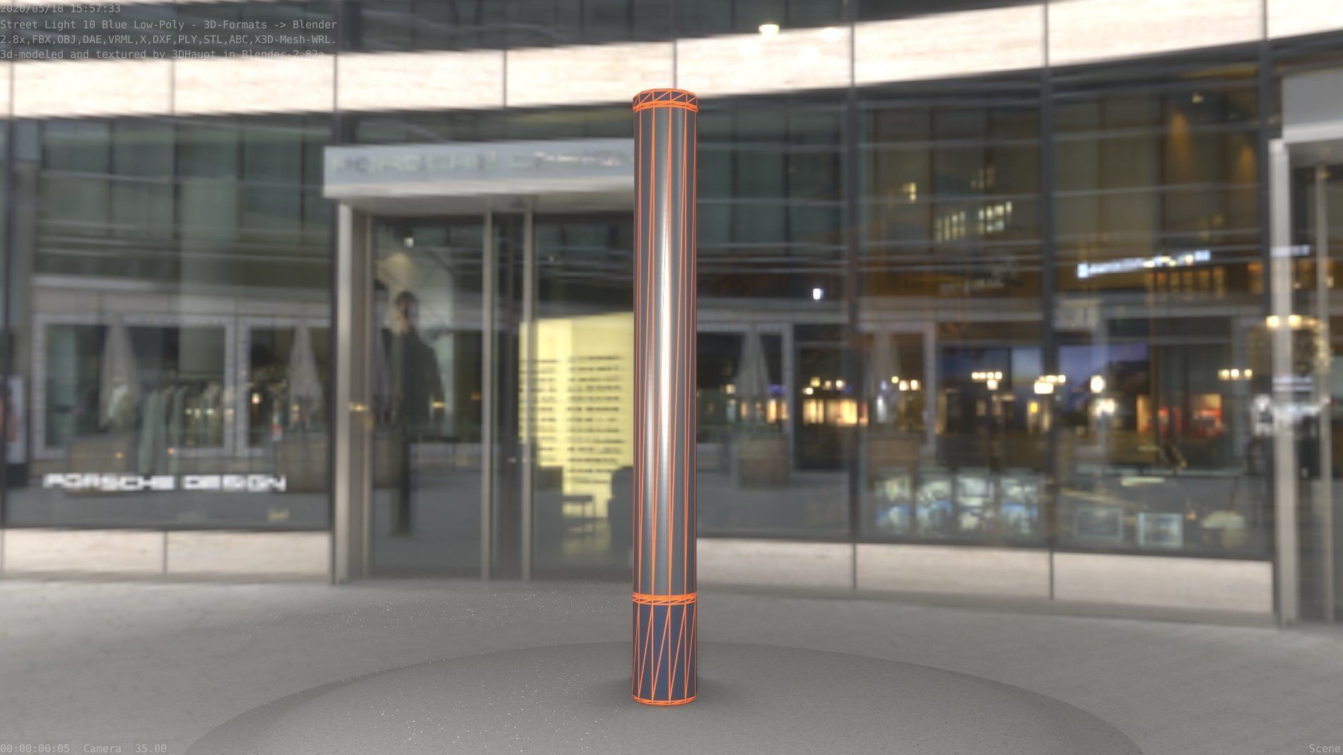 Street Light 10 Blue Low-Poly 180mm Low-poly 3D model_18