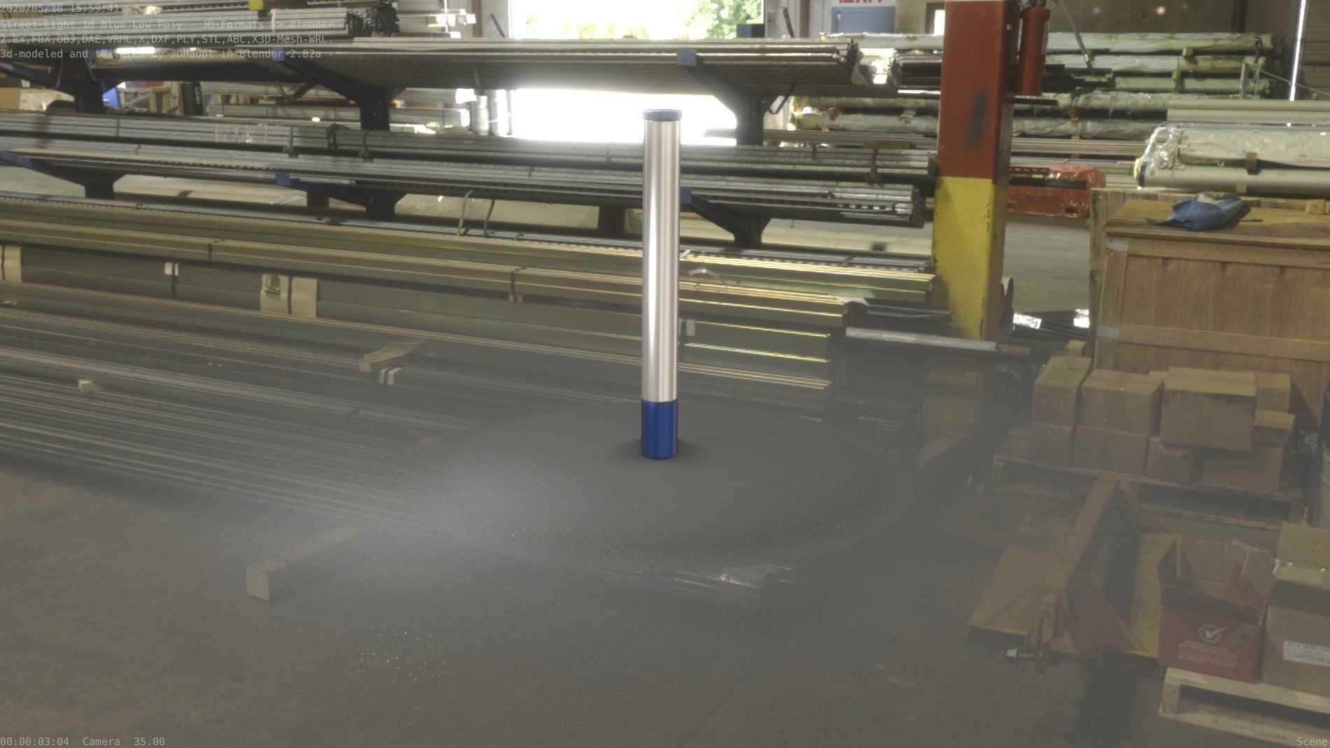 Street Light 10 Blue Low-Poly 180mm Low-poly 3D model_77