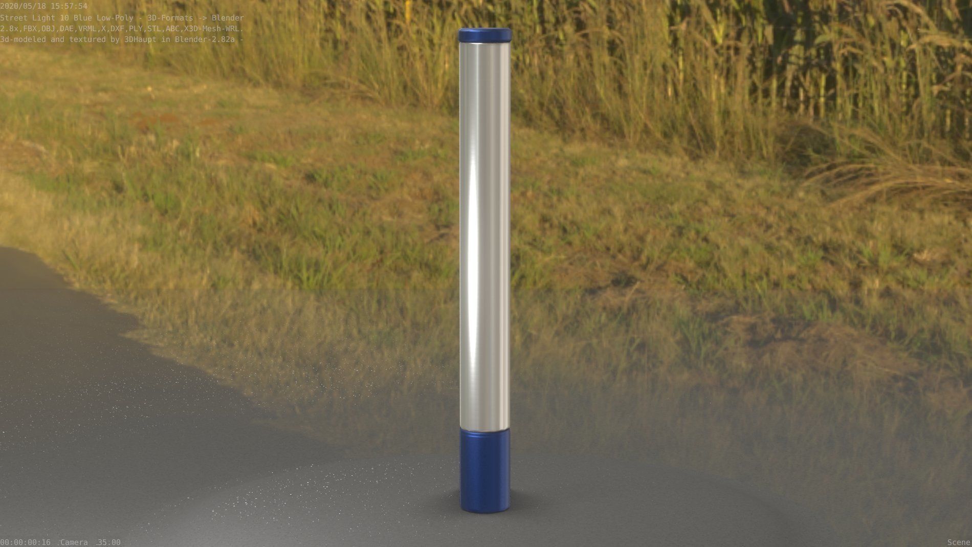 Street Light 10 Blue Low-Poly 180mm Low-poly 3D model_28