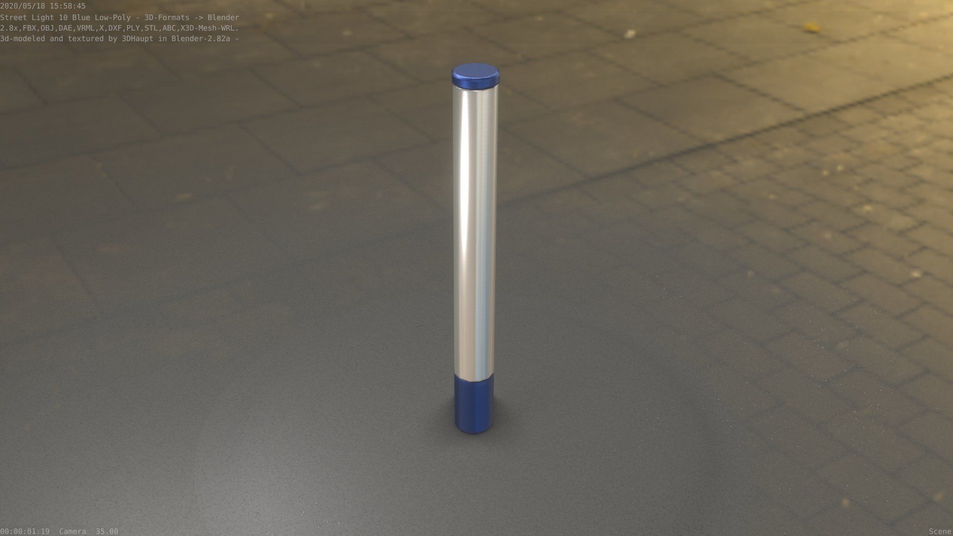 Street Light 10 Blue Low-Poly 180mm Low-poly 3D model_54
