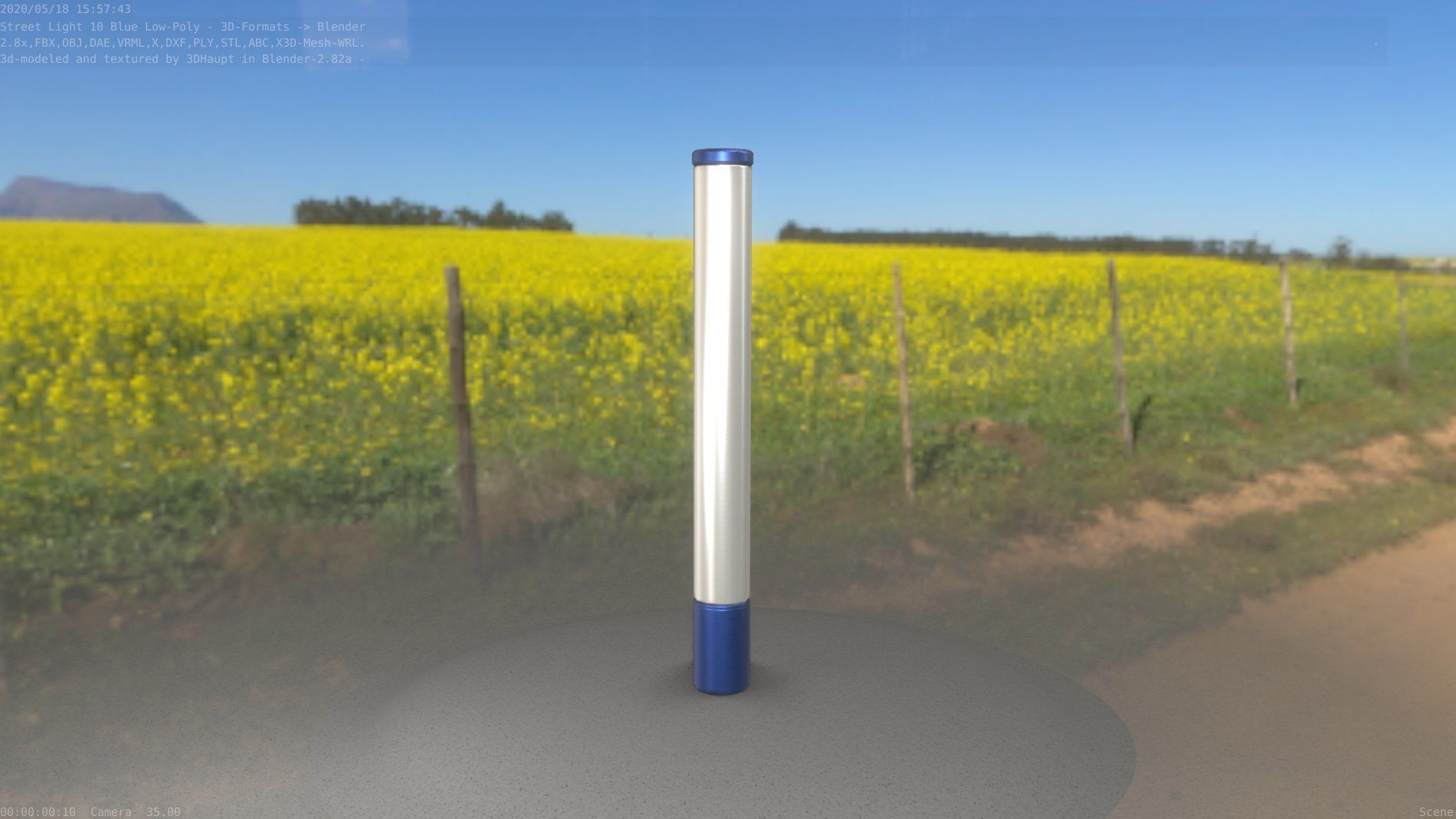 Street Light 10 Blue Low-Poly 180mm Low-poly 3D model_22