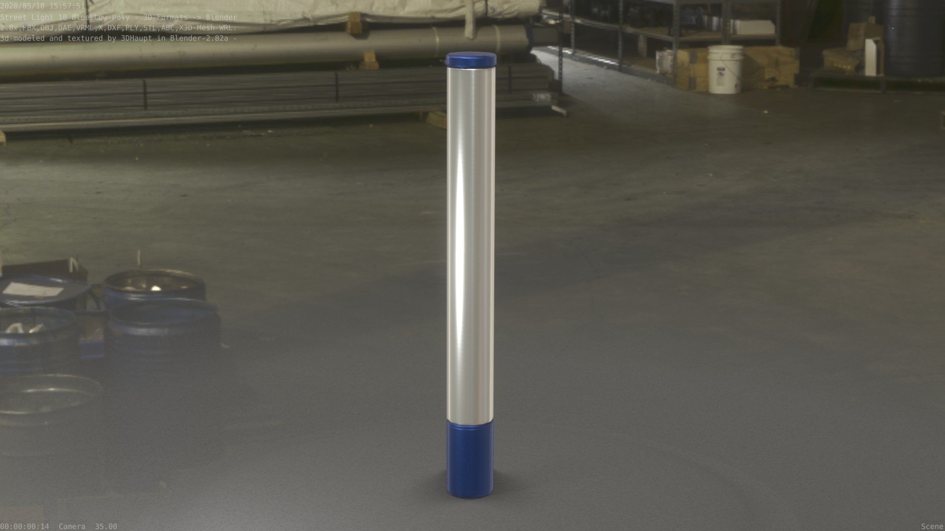 Street Light 10 Blue Low-Poly 180mm Low-poly 3D model_26