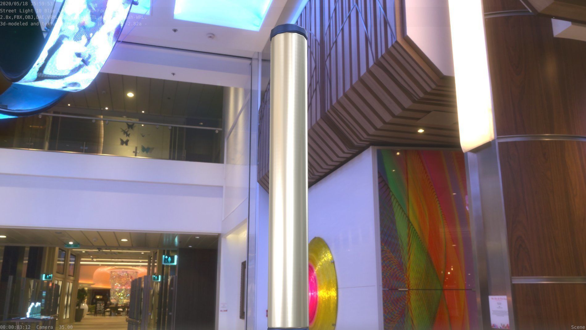 Street Light 10 Blue Low-Poly 180mm Low-poly 3D model_84