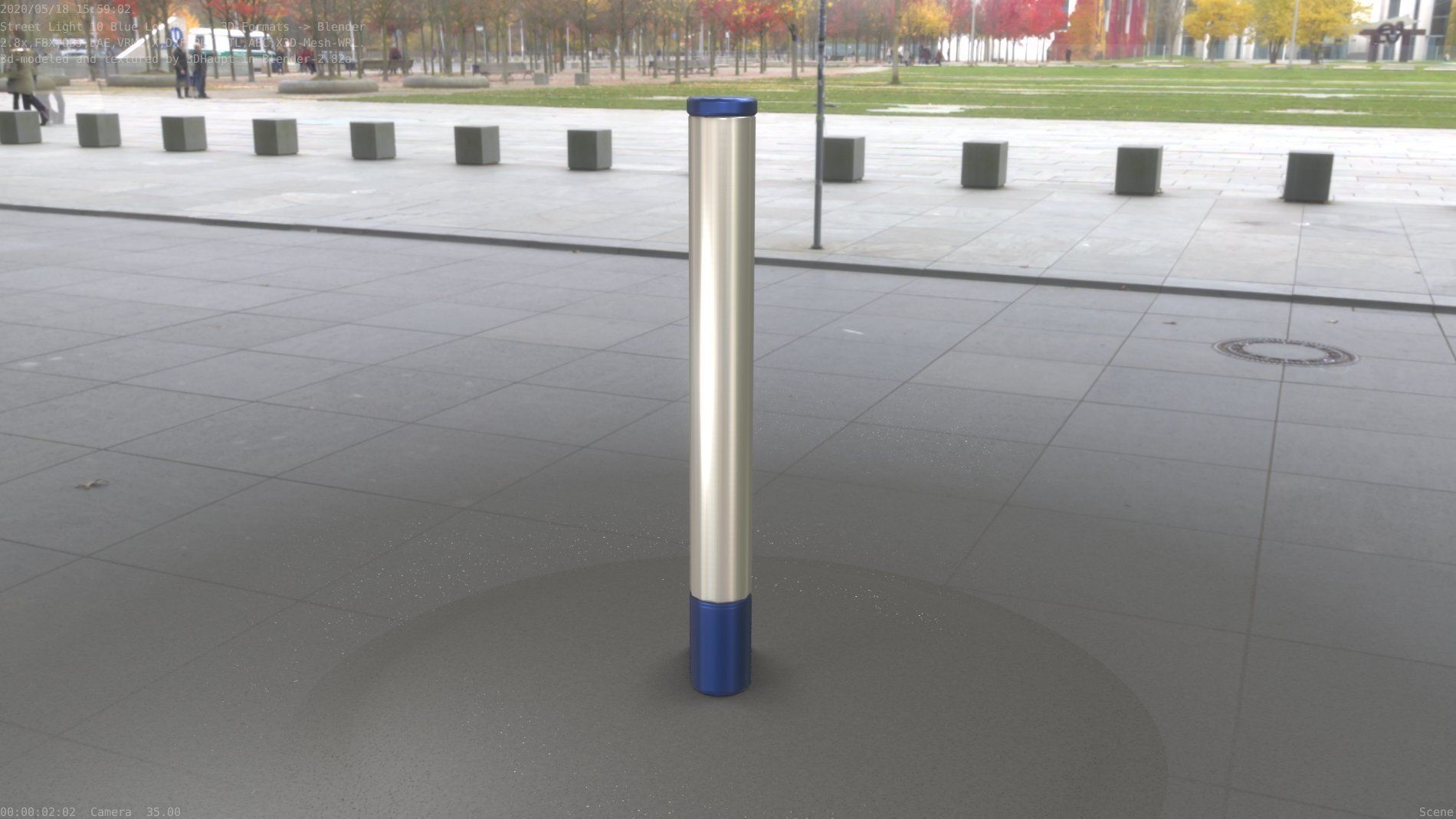 Street Light 10 Blue Low-Poly 180mm Low-poly 3D model_61
