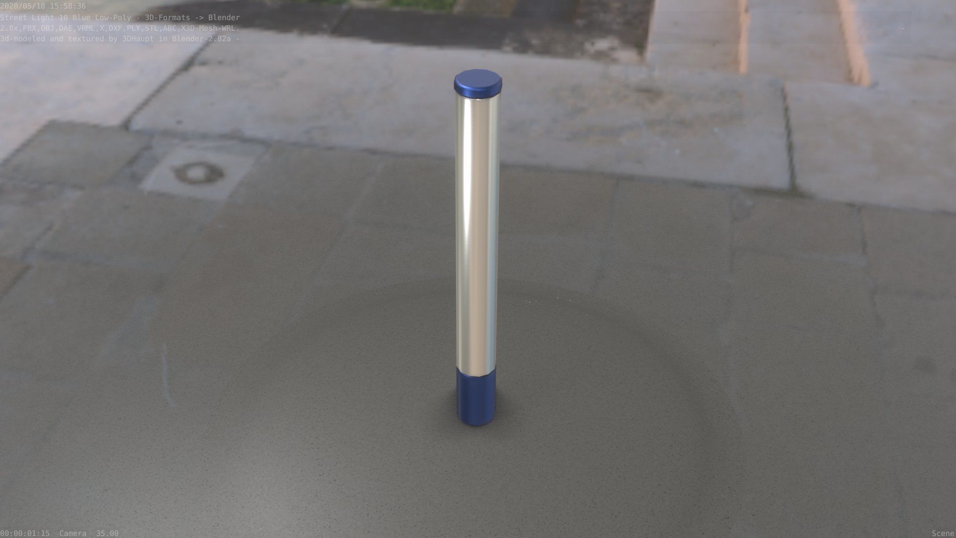 Street Light 10 Blue Low-Poly 180mm Low-poly 3D model_50