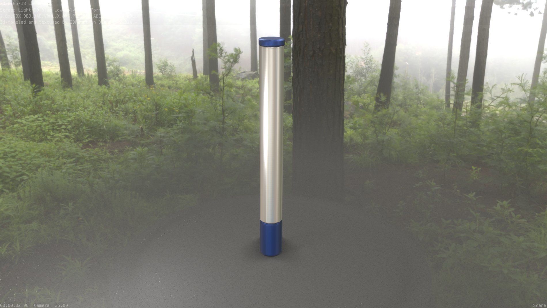 Street Light 10 Blue Low-Poly 180mm Low-poly 3D model_59