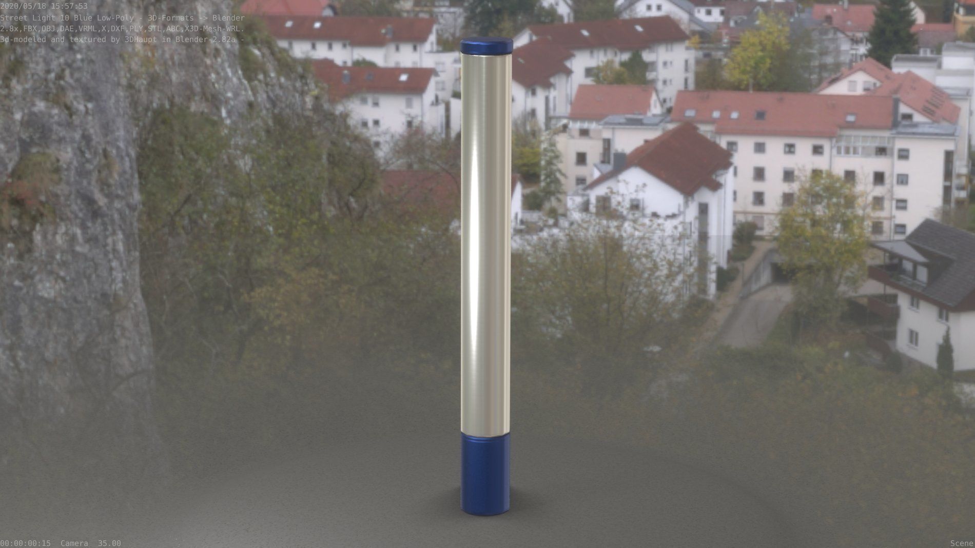 Street Light 10 Blue Low-Poly 180mm Low-poly 3D model_27