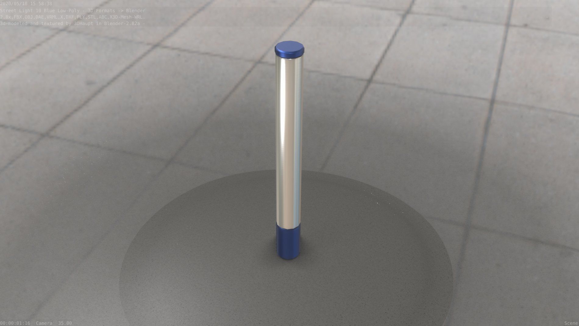 Street Light 10 Blue Low-Poly 180mm Low-poly 3D model_51