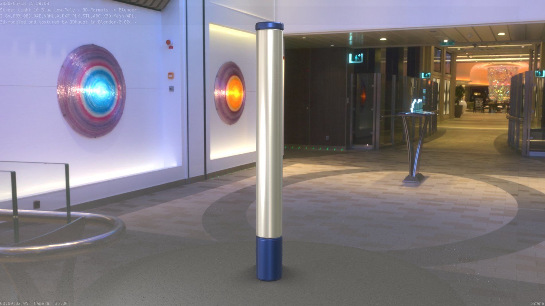 Street Light 10 Blue Low-Poly 180mm Low-poly 3D model_64