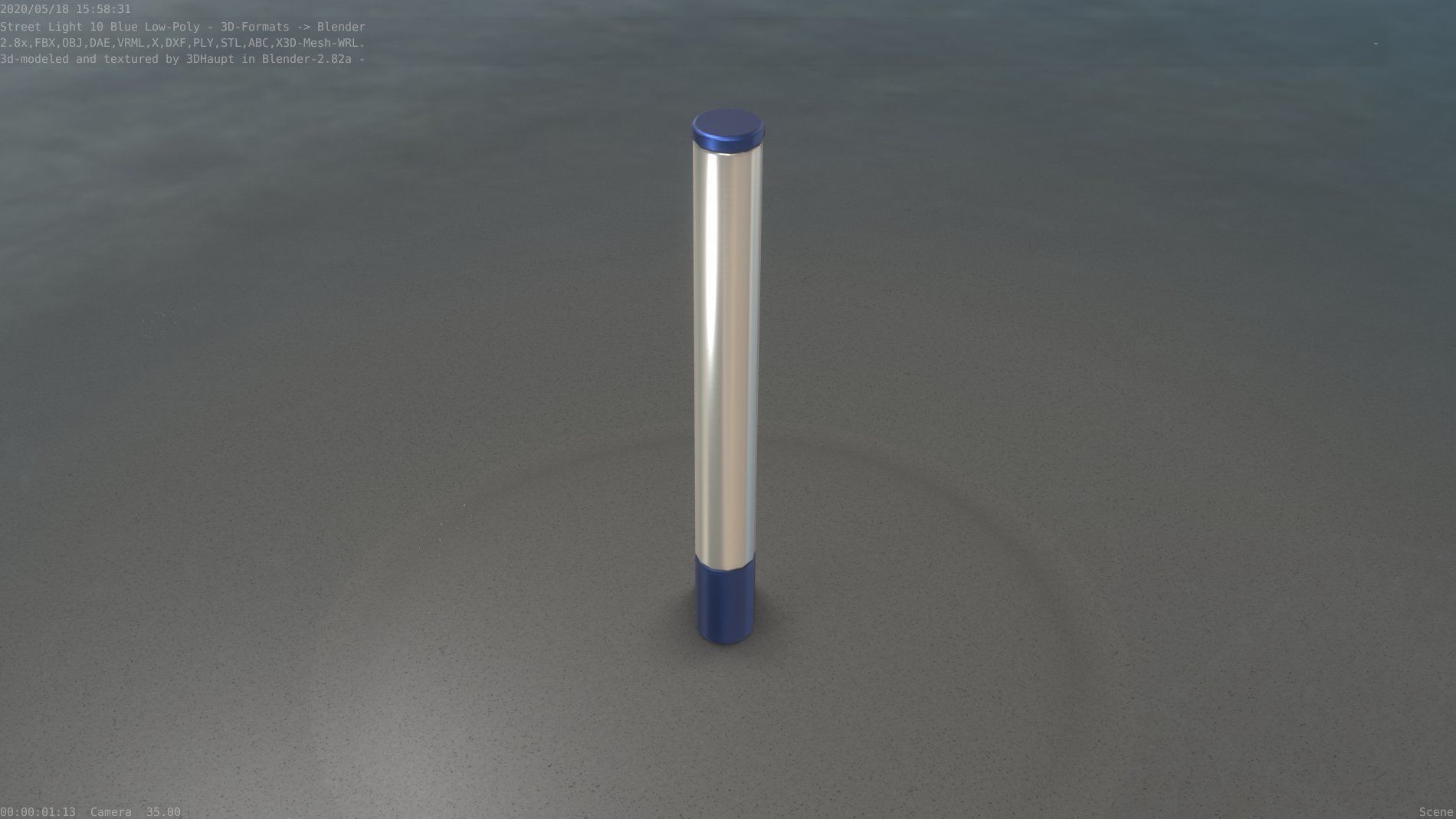 Street Light 10 Blue Low-Poly 180mm Low-poly 3D model_48