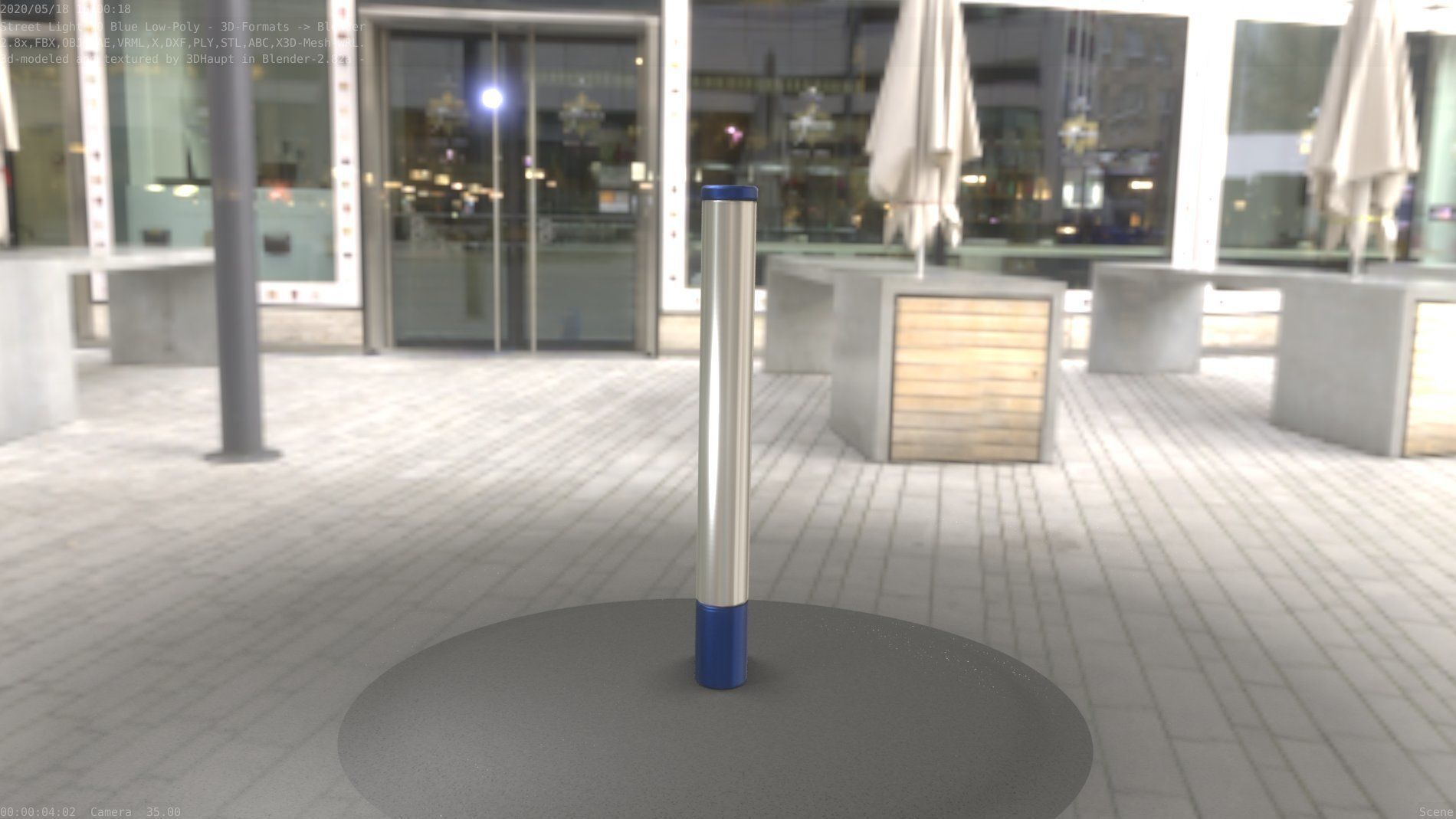 Street Light 10 Blue Low-Poly 180mm Low-poly 3D model_98