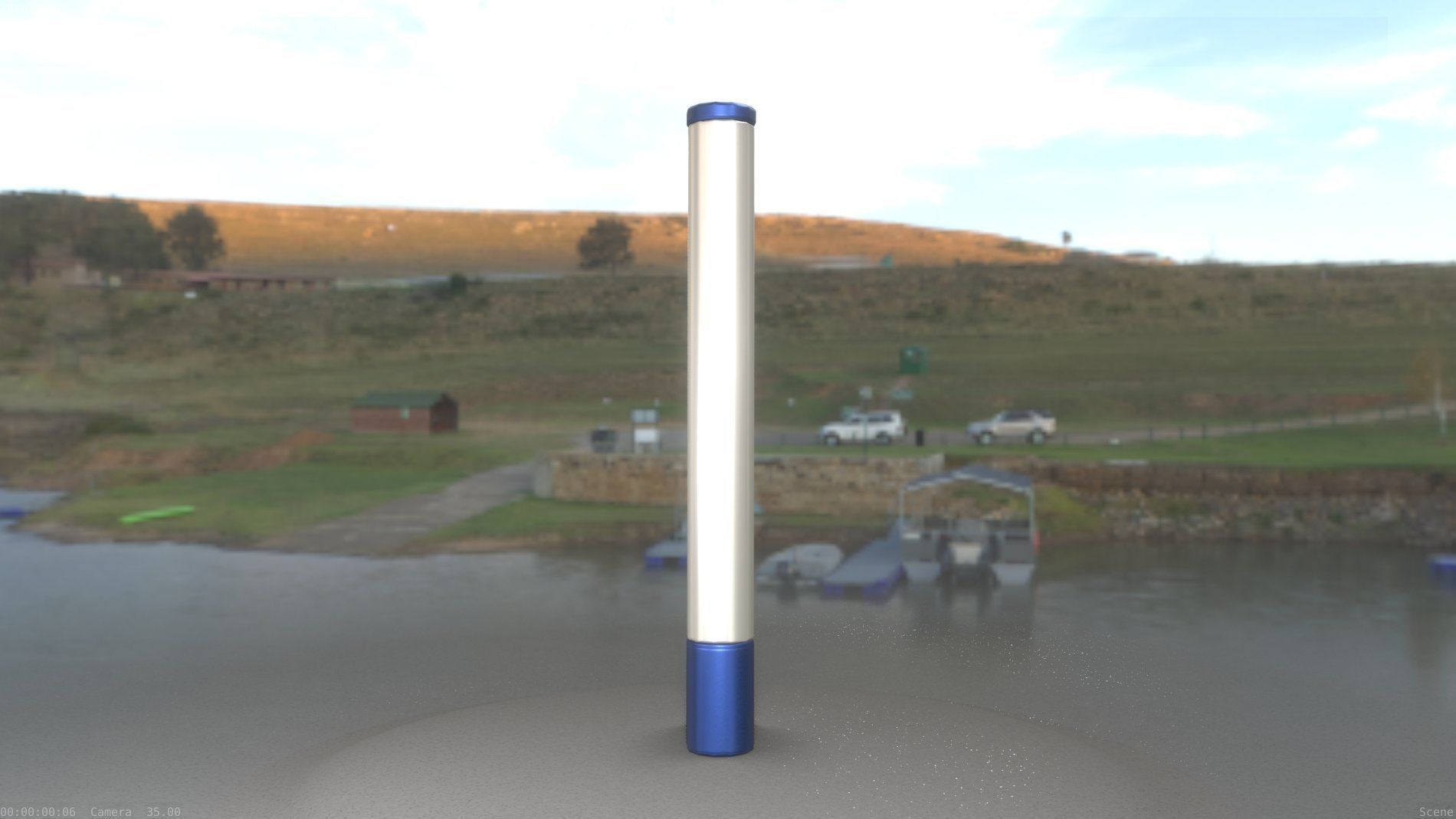 Street Light 10 Blue Low-Poly 180mm Low-poly 3D model_19