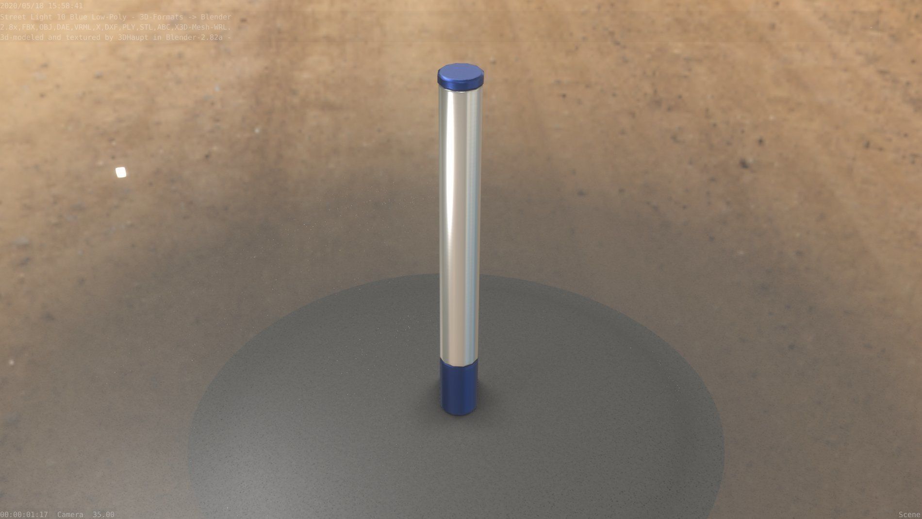 Street Light 10 Blue Low-Poly 180mm Low-poly 3D model_52