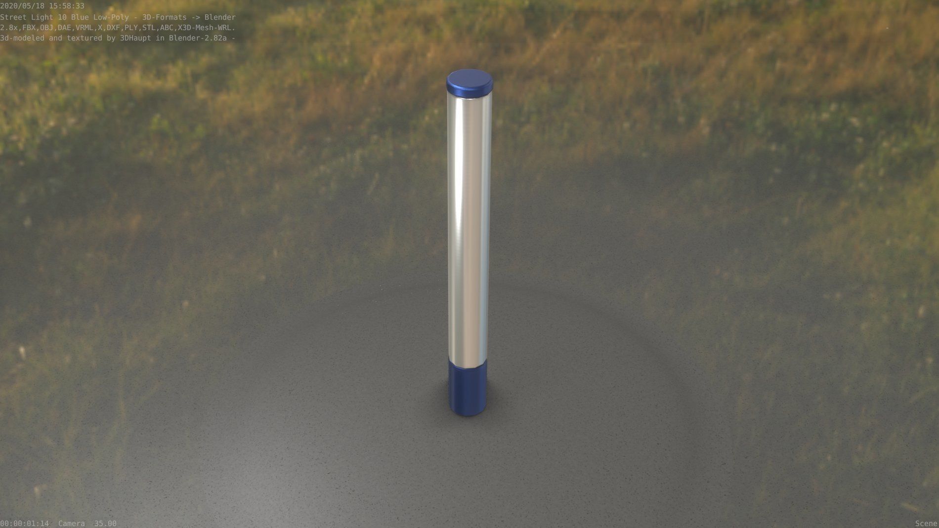 Street Light 10 Blue Low-Poly 180mm Low-poly 3D model_49