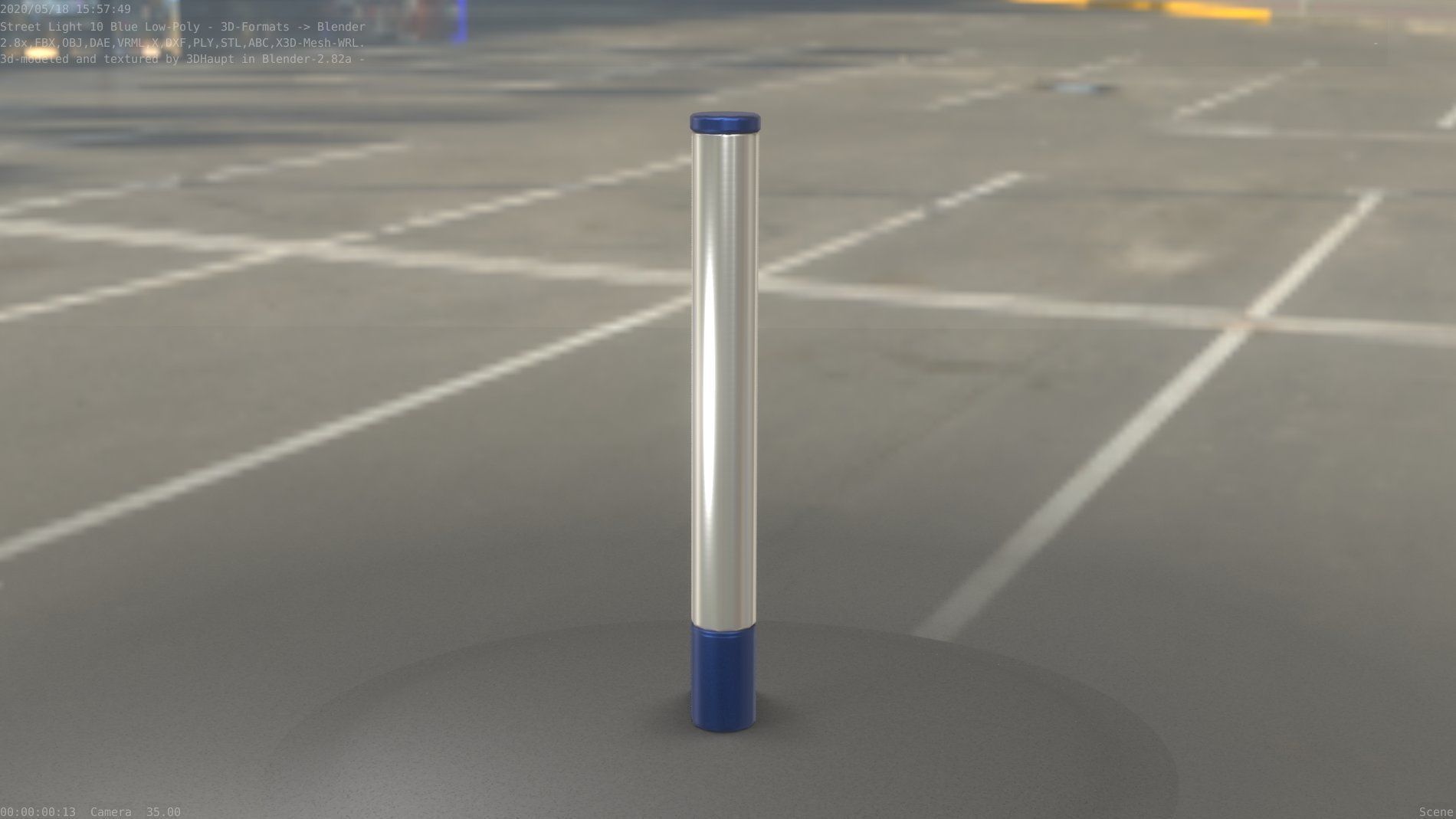 Street Light 10 Blue Low-Poly 180mm Low-poly 3D model_25